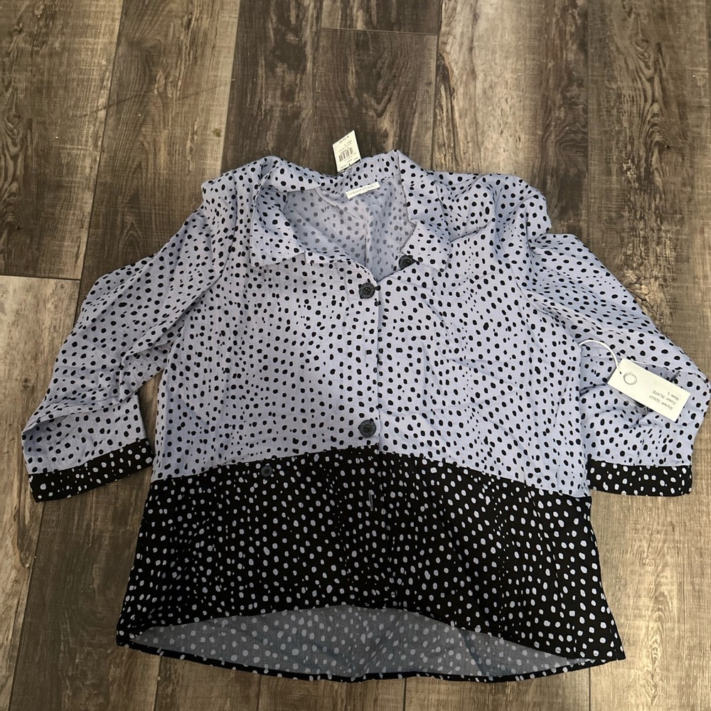 Habitat Purple & Black Polka Dot Smock Style Jacket Large 42 bust  Vt1